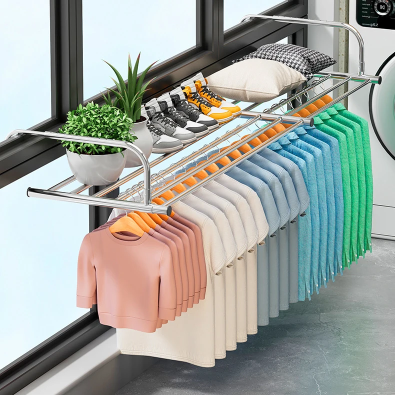 Stainless Steel Window Hanger For Clothes Portable Drying Rack