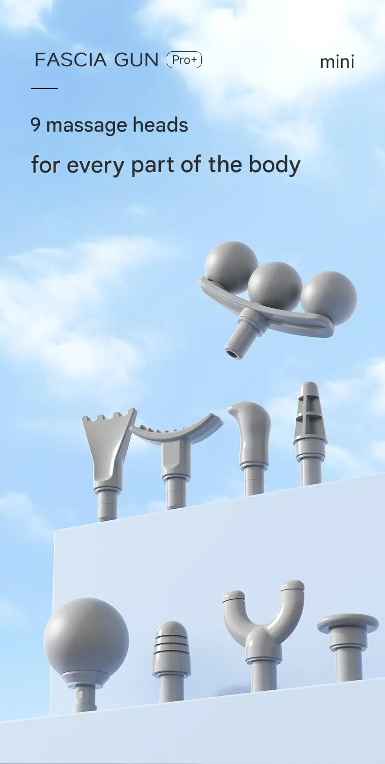 Triple Head Fascial Gun Massage 6 Adjustable Speed Levels Mini and Easy to Handle