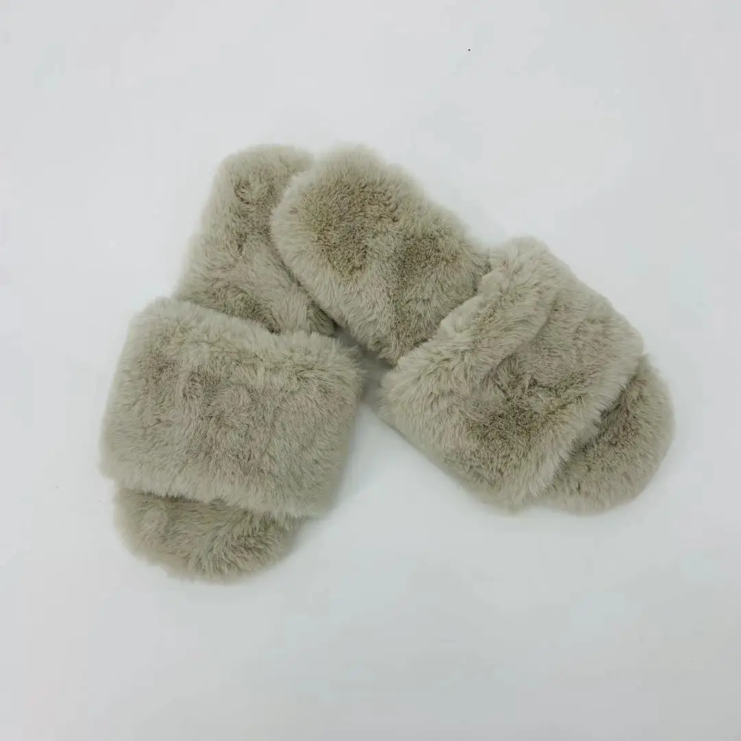 High Hope high heel Furry Slippers House Shoes Indoor Comfortable Rabbit Green Faux Fur Slipper for women