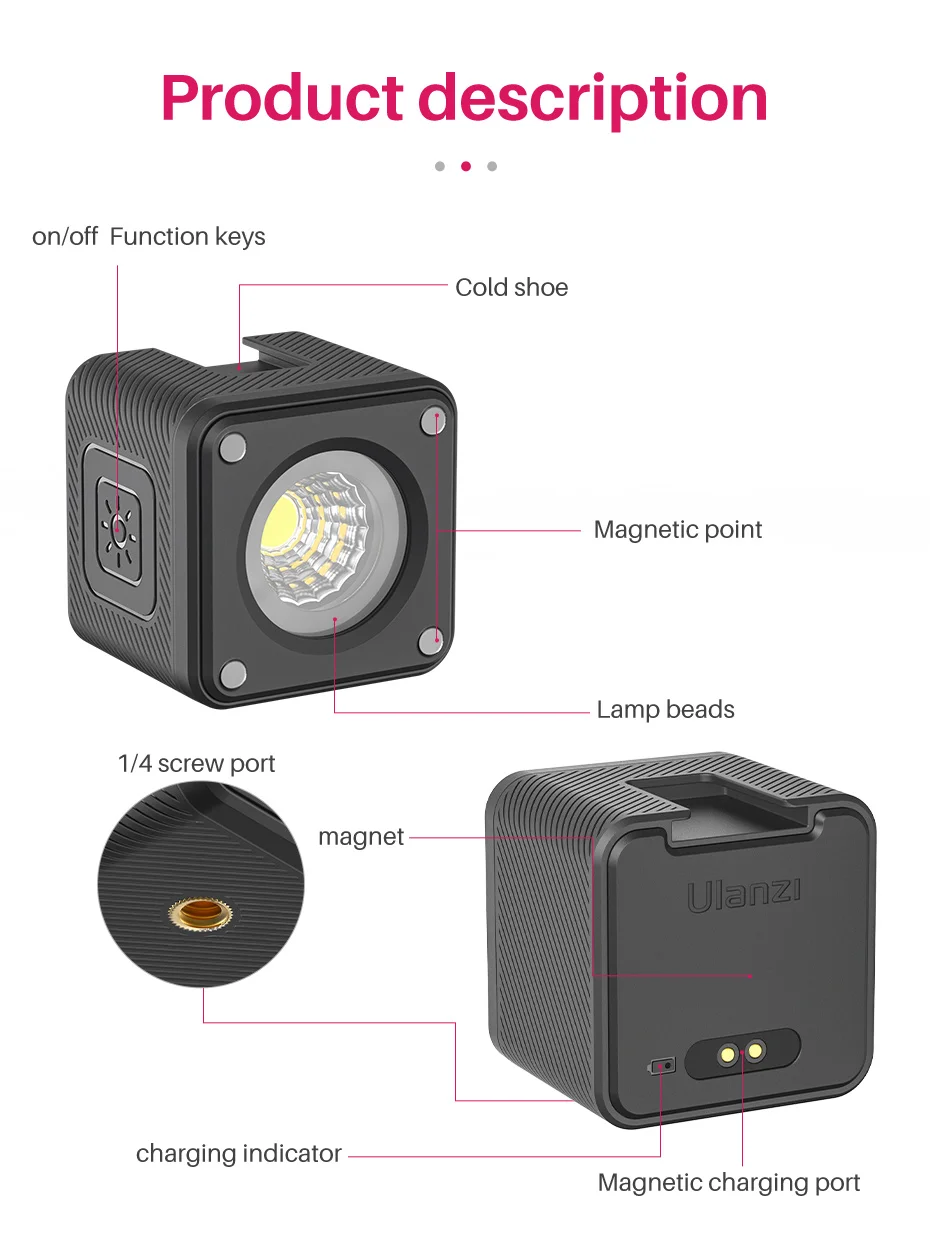 Ulanzi L2 IP68 Waterproof LED Light Video Light Dimmable Underwater Photography Diving Camera Lighting for GoPro DSLR Camera DJI