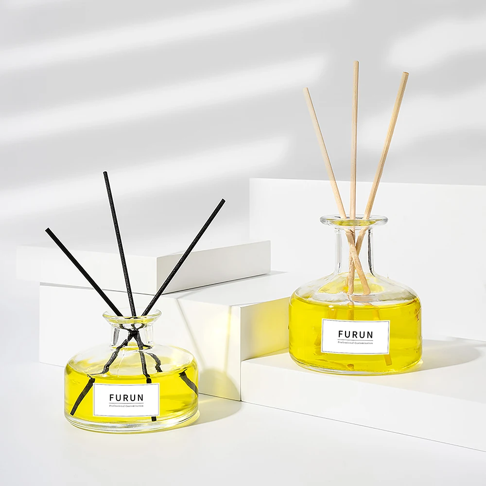 Black Clear Reed Diffuser Bottle Round Flat Empty 200ml 350ml Aroma Diffuser Bottle Fragrance and Package