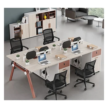 Wooden Modular Table Staff Desk Set Cubicle Workstation With Drawer Office Partition 2 4 Person table Commercial Furniture