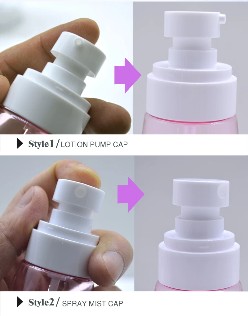 Empty Skin Care Fine Mist Spray Bottle 30ml 60ml 80ml 100ml  PETG Plastic Clear Pink Serum Bottle