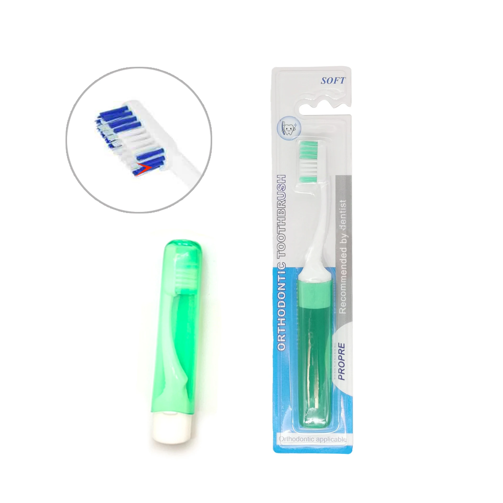 5 Colors Pocket V Shape Foldable Orthodontic Toothbrush