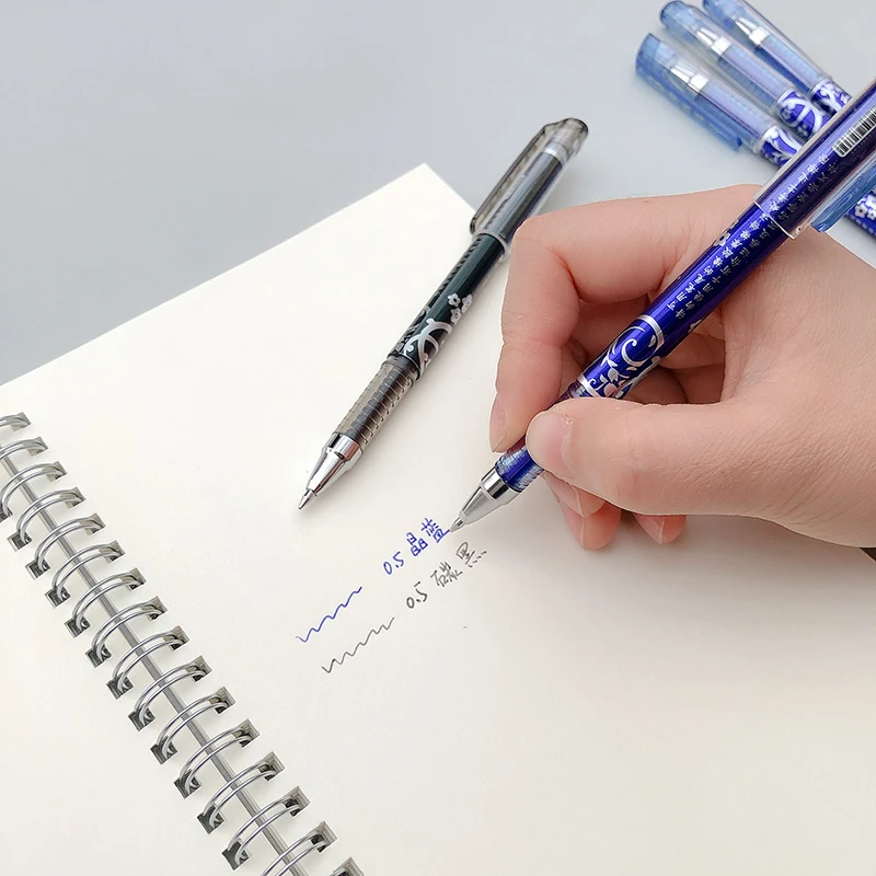 12 шт./кор. 0,5 мм офисные школьные со стирающимися чернилами черного и синего цвета ручек молочного цвета написание со стирающимися чернилами гелевая ручка