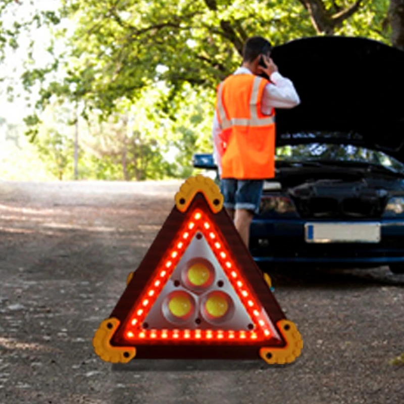 Portable 4 Different Light Mode Reflective Red Vehicles Emergency Triangle Led Flashing Warning Strobe Lights