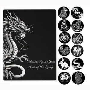 Customizable A5 Pu Leather Journal Notebook Planner Featuring Chinese Lunar 12 Zodiac Signs 60 Loose-leaf Inner Pages with Logo