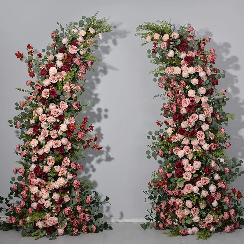 A-hoa014 Wholesale Horn Flower Arch Set Artificial Pink Wedding Flower ...