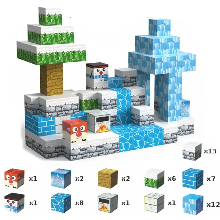 CAYI My World Cube Block World of Snow and Ice Creative Diy Moc Blocks Cubes Building Block Set Educational Toys for kids