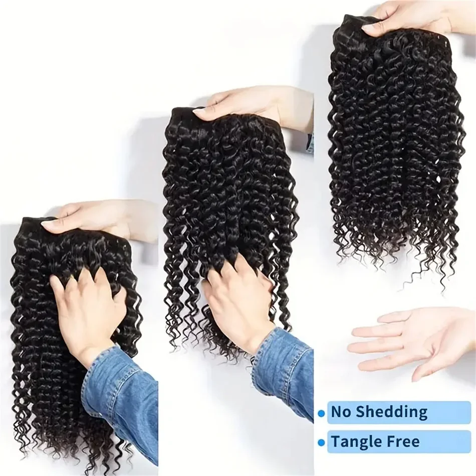 Tissage en lot de cheveux humains brésiliens à double trame Deep Wave couleur noire naturelle 8 à 32 pouces_voghion.com