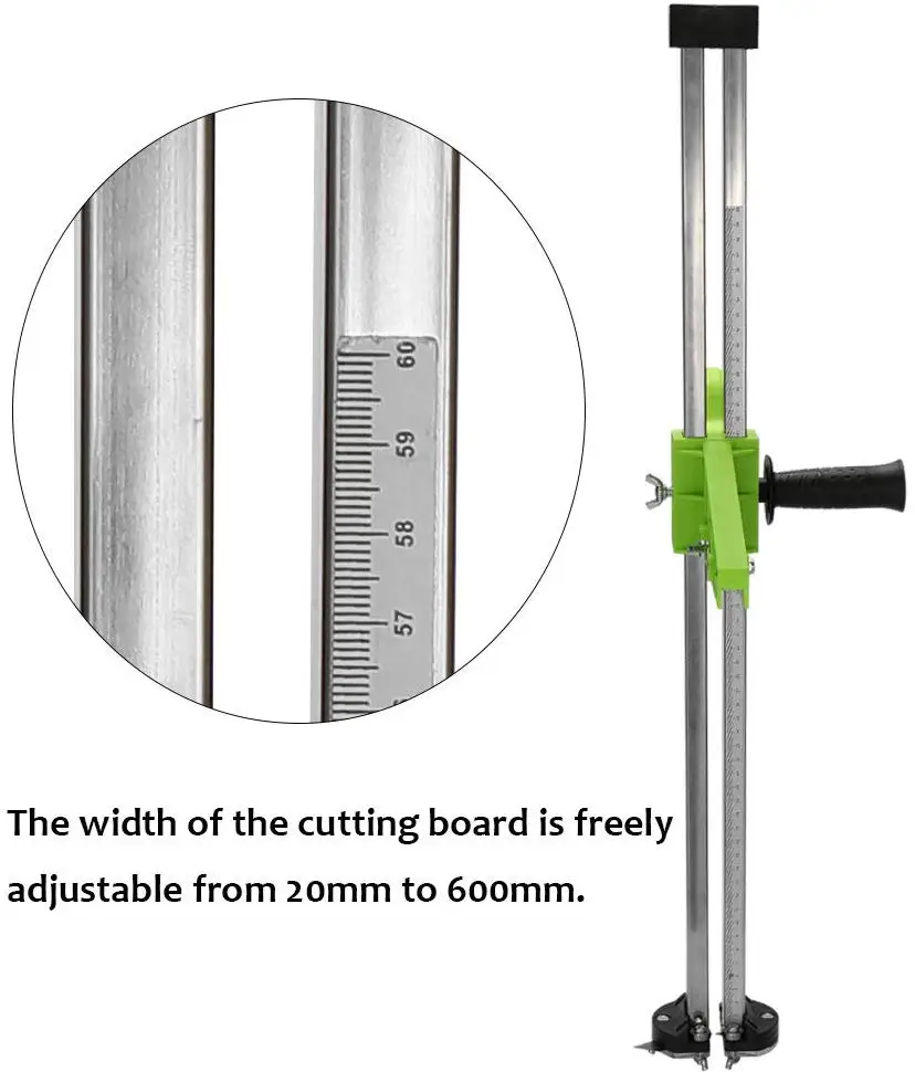 Nuolin Durable Fixing Manual Gypsum Board Cutter Adjustable Hand Push  Drywall Cutting Tool Double Handle with Stainless Steel Ruler