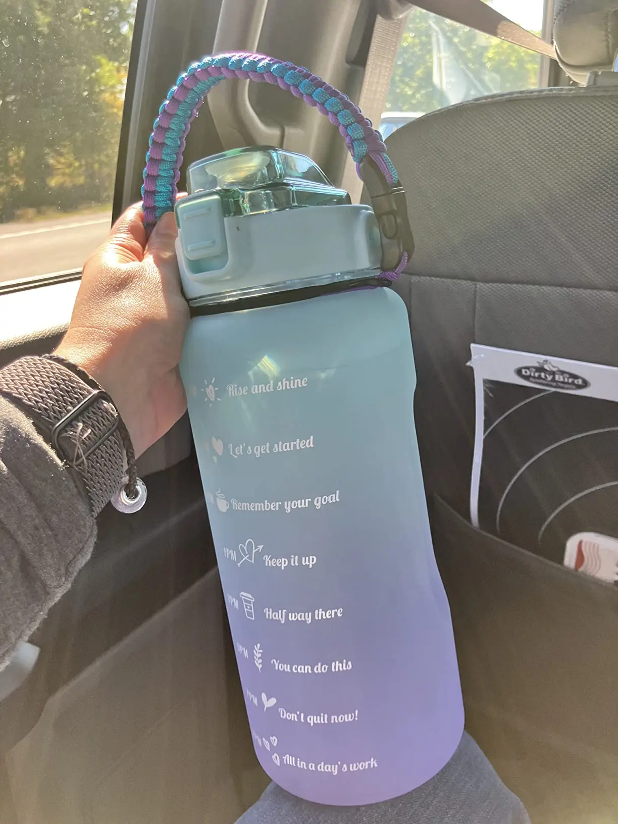 2 Litre Motivational Water Bottle With Straw & Time Marker - Leakproof, BPA Free, Gradient Blue/Purple