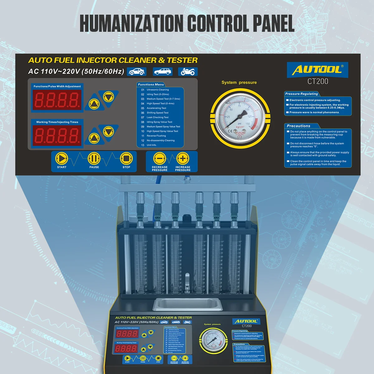 AUTOOL CT200 Fuel Injector Cleaner & Tester - AUTOOL