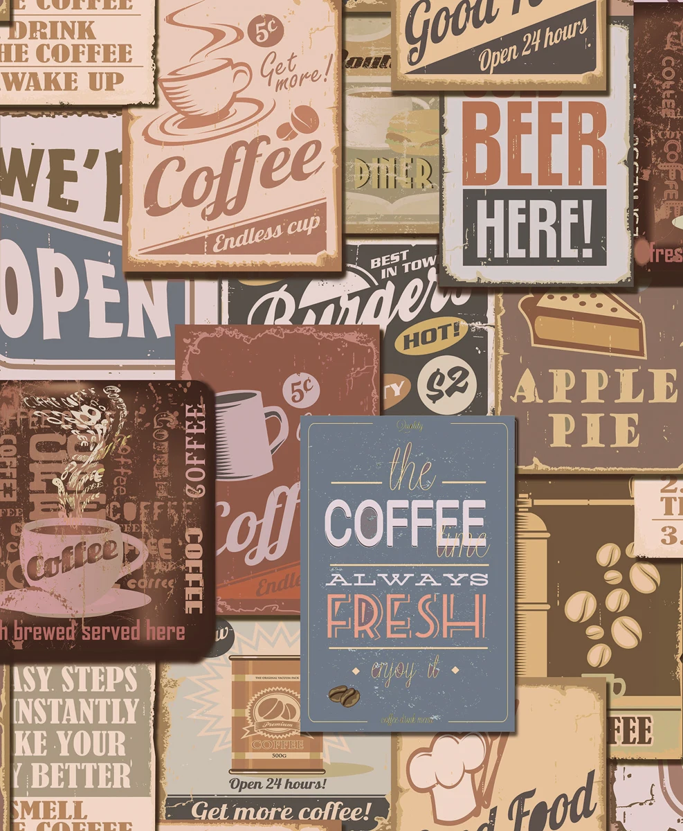 Vintage Design Vinyl Wall Paper Coffee Shop Wallpaper - Buy Coffee Shop  Wallpaper,Coffee Shop Wall Paper,Vintage Wallpaper Product on 