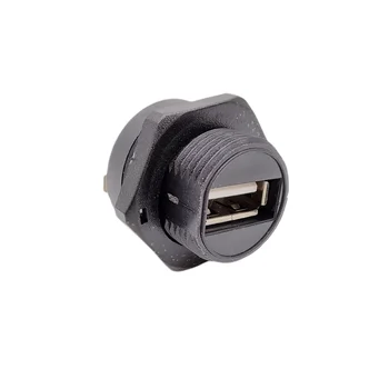 Waterproof 4P USB panel mounted bulkhead coupler USB-A receptacle connector for communication device