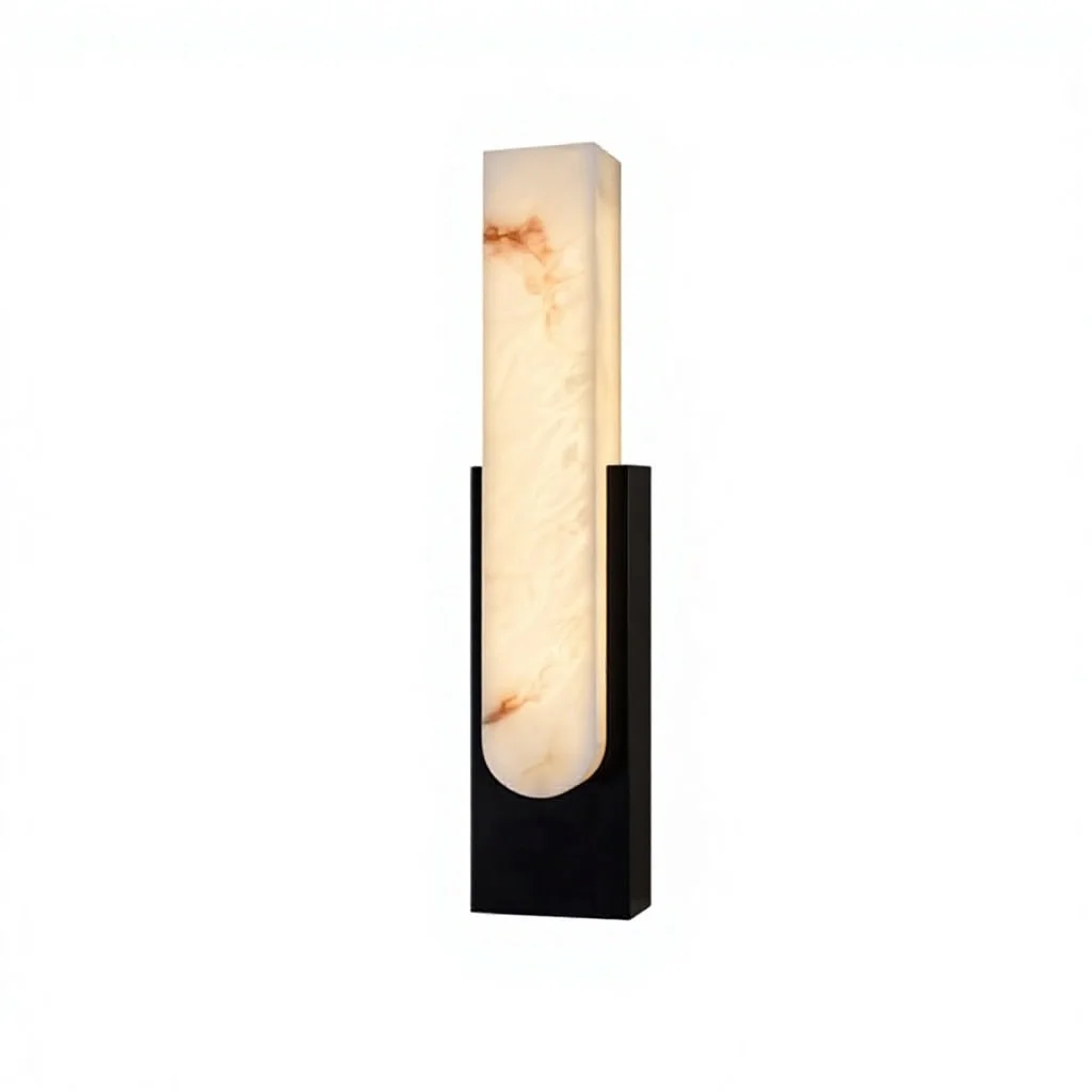 Modern Minimalist All-Copper Natural Marble Wall Lamp Light Luxury Design for Living Room & Bedroom
