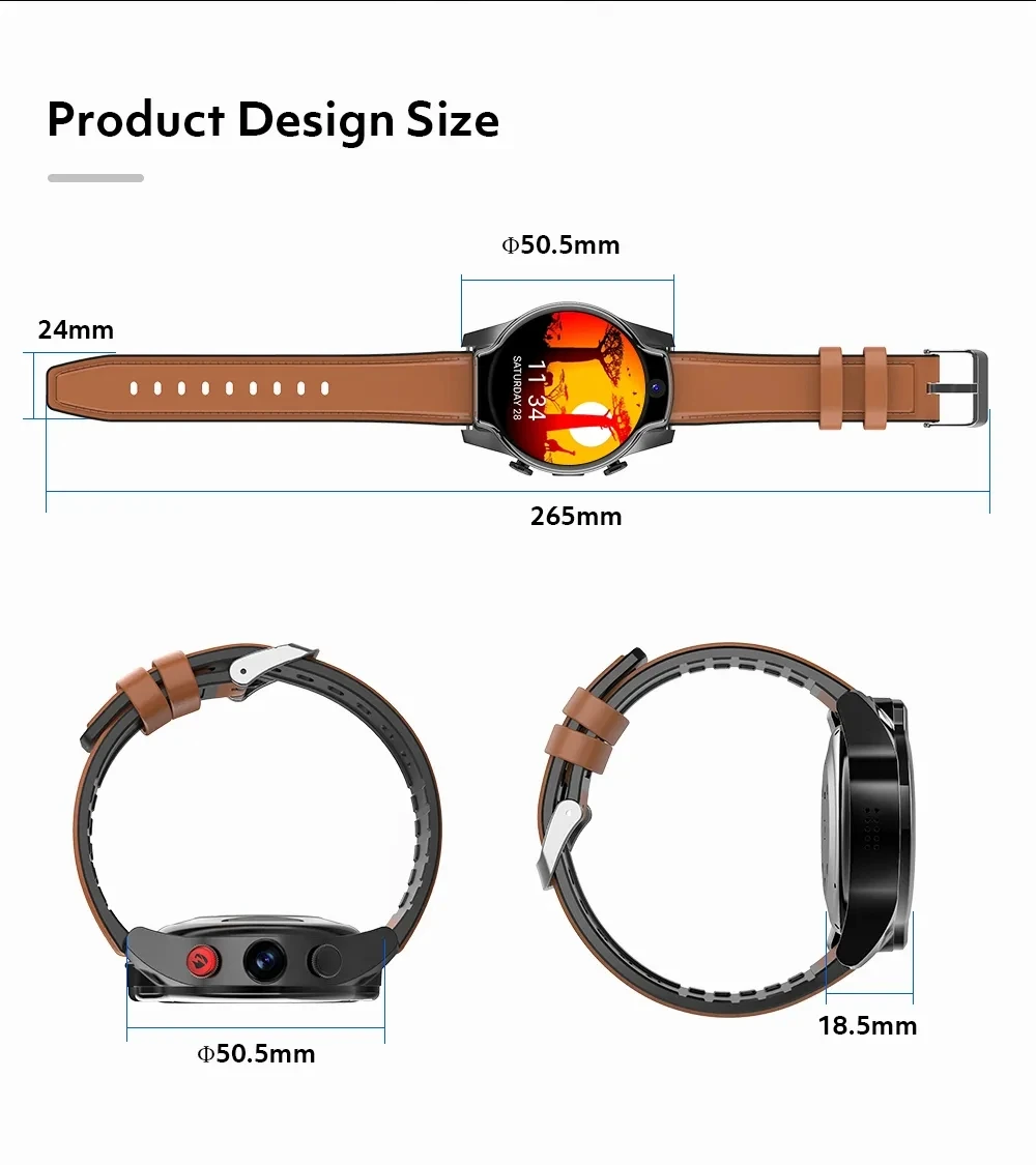 LEMF0  LEM14 Android 10 Smartwatch Men 1100Mah IP68 Waterproof Face ID Smart Watch with GPS Wifi Dual Cameras