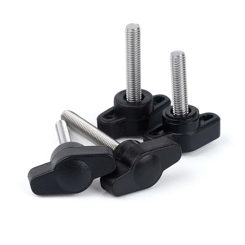 Package of #10-32 x 1 Thumb Screw Stainless Steel Length: 1.000 Fine Thread Thumbscrew 4 Proudly Built in USA Black Tee Wing Plastic Knob 