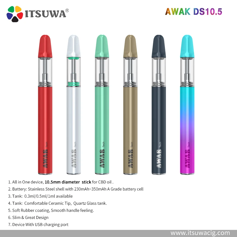 
 Itsuwa AWAK tech DS10.5 280mAh rokok one stick vape cartridge liquidos disposable dual flavour vape pen manufacturers  