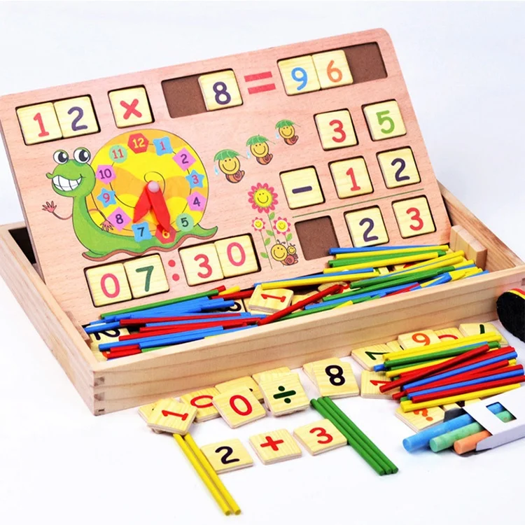 Educational Toys Math Teaching Multi-Function Montessori Material Wooden Digital Computing Box