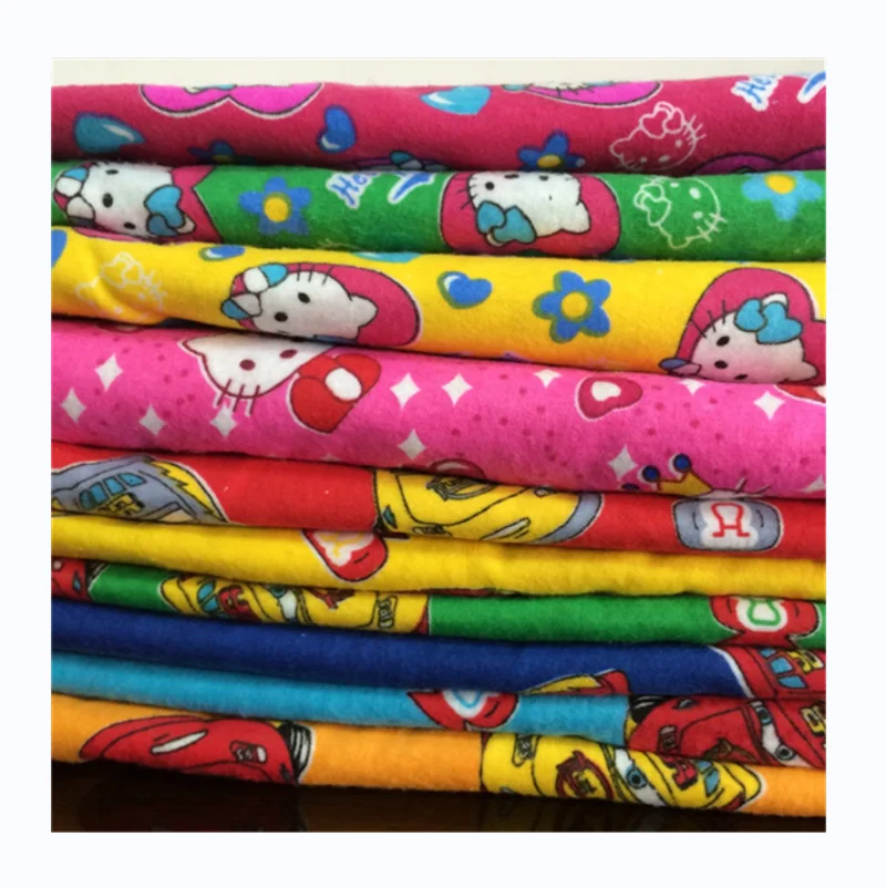 High Quality Custom Printing 100% Combed Cotton Brushed Flannel Fabric for Kids Pajamas