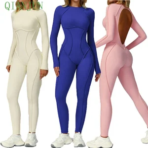 Custom Logo Women's High Waist Tight Fitting Fitness Sports Yoga Jumpsuit Gym High Intensity Exercise Breathable Yoga Jumpsuit