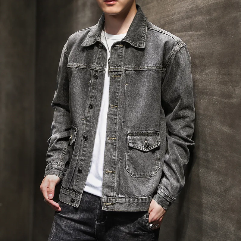 Spring Autumn 2021 Gray Denim Jacket 