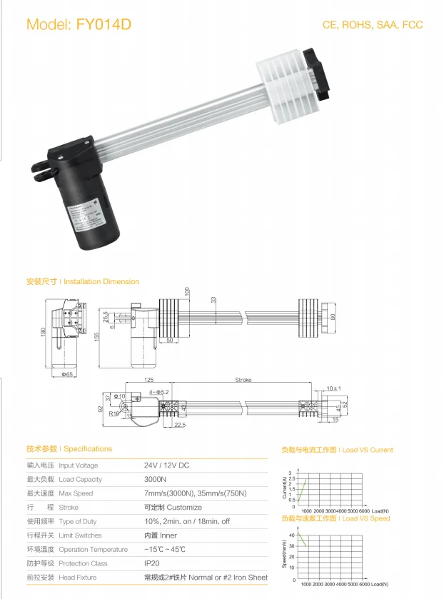 3000n Slider Type Electric Linear Push Rod Telescopic Lifting System