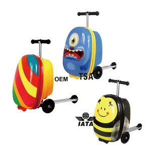 Hot Sale Costom Design Airport Travel 3D Trolleys Bags Suitcase Scooter Luggage for Kids