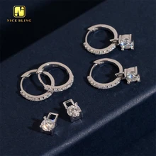 Classic Hip Hop Style Jewelry Earrings Pass Diamond Tester Iced Out 925 Sterling Silver VVS Moissanite Hoop Earring For Women