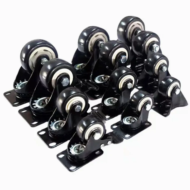 Wholesale m8 thread screw top plate pvc castor black 40mm 50m 65mm swivel furniture caster wheel