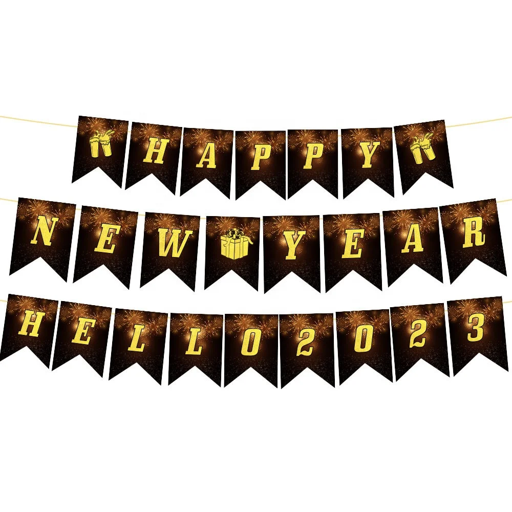 Pafu 2023 Happy New Year Banner Decoration Paper Gold Hello 2023 Banner For New  Year Eve Party Supplies - Buy 2023 Happy New Year Banner Decoration,New Year  Party Banner Photo Background Decoration,Paper