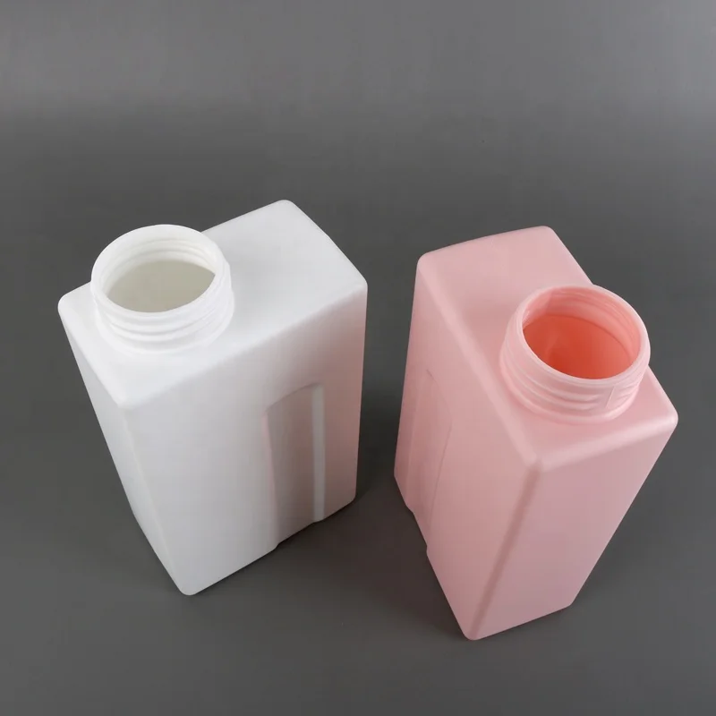 Wholesale  600 ml 1000 ml HDPE Plastic White pink Grey square Mold Liquid Dispenser Packing Laundry Detergent Bottle