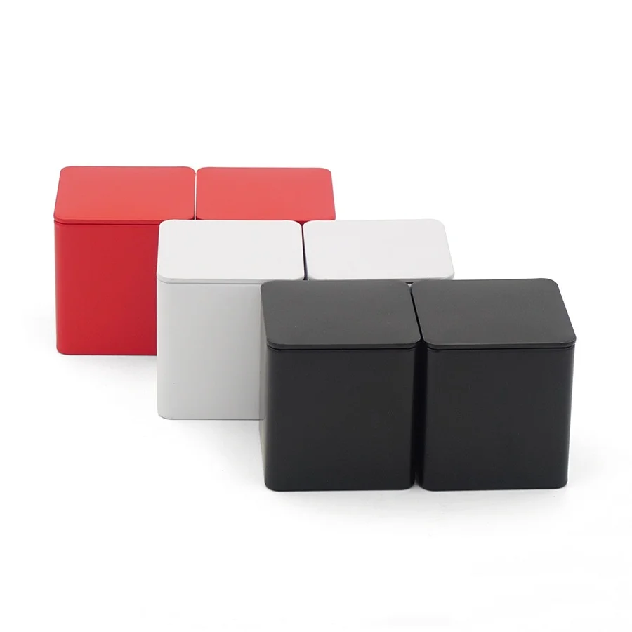 Luxury Food Packaging Metal Tin Box/black square Tea Container Tin/can Golden Tea Candy Jar