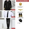 Black coat+pants+shirt+4 accessories