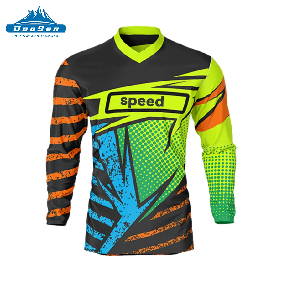 SUZUKI MOTORS #1 MOTORCYCLE JERSEY RIDER - LONG SLEEVE - UNISEX QUICK DRY  DESIGN WITH STICKERS