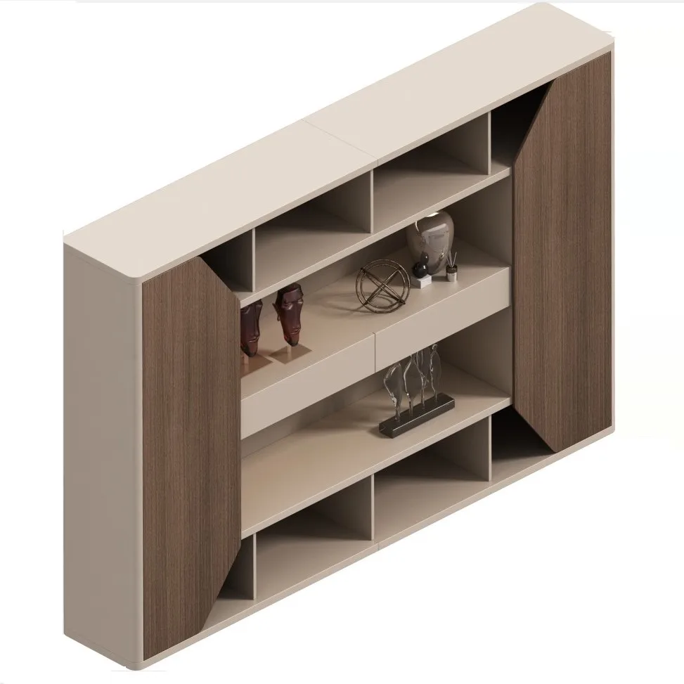【ベル】CEO Cabinet Storage Set Luxury Modern Design Wood Veneer CEO Office File Storage