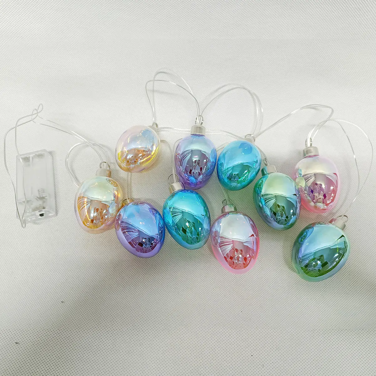 Custom indoor battery operated small hanging glass led easter spring time egg string lights set decorations products for sale factory