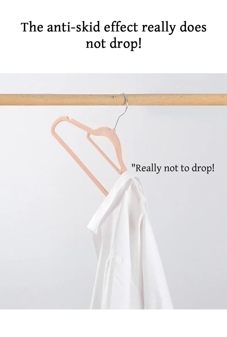 Wholesale Standing Black Coat Hanger Flocking Nonslip Plastic Cloth