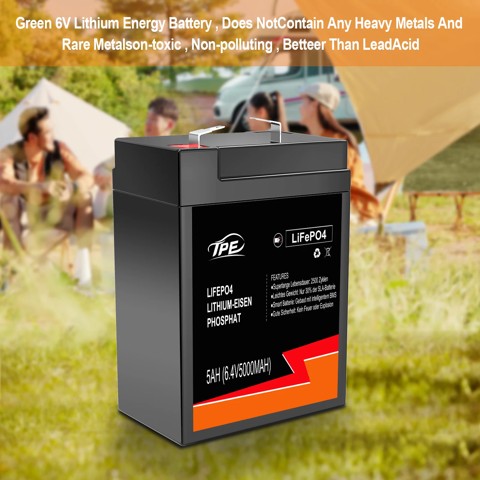 6V 5Ah Lifepo4 Battery ,Deep Cycle Rechargeable Battery,  6V Lithium Iron Battery,Support OEM Customized , for RV, Solar, Marine supplier