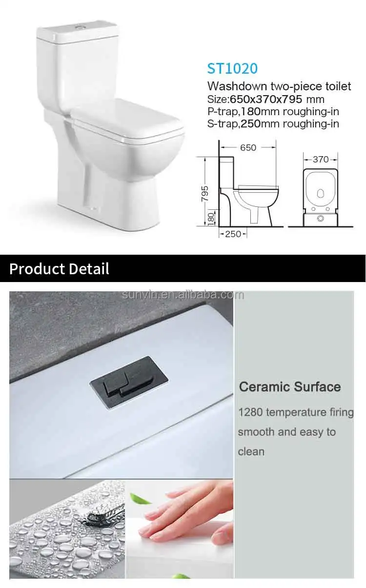 white ceramic washdown two piece toilet sets bathroom