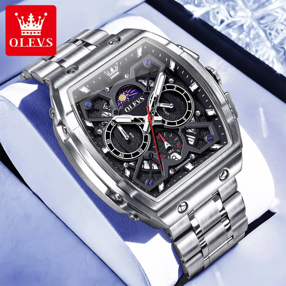 Olevs 2942 Stainless Steel Moon Phase Watch