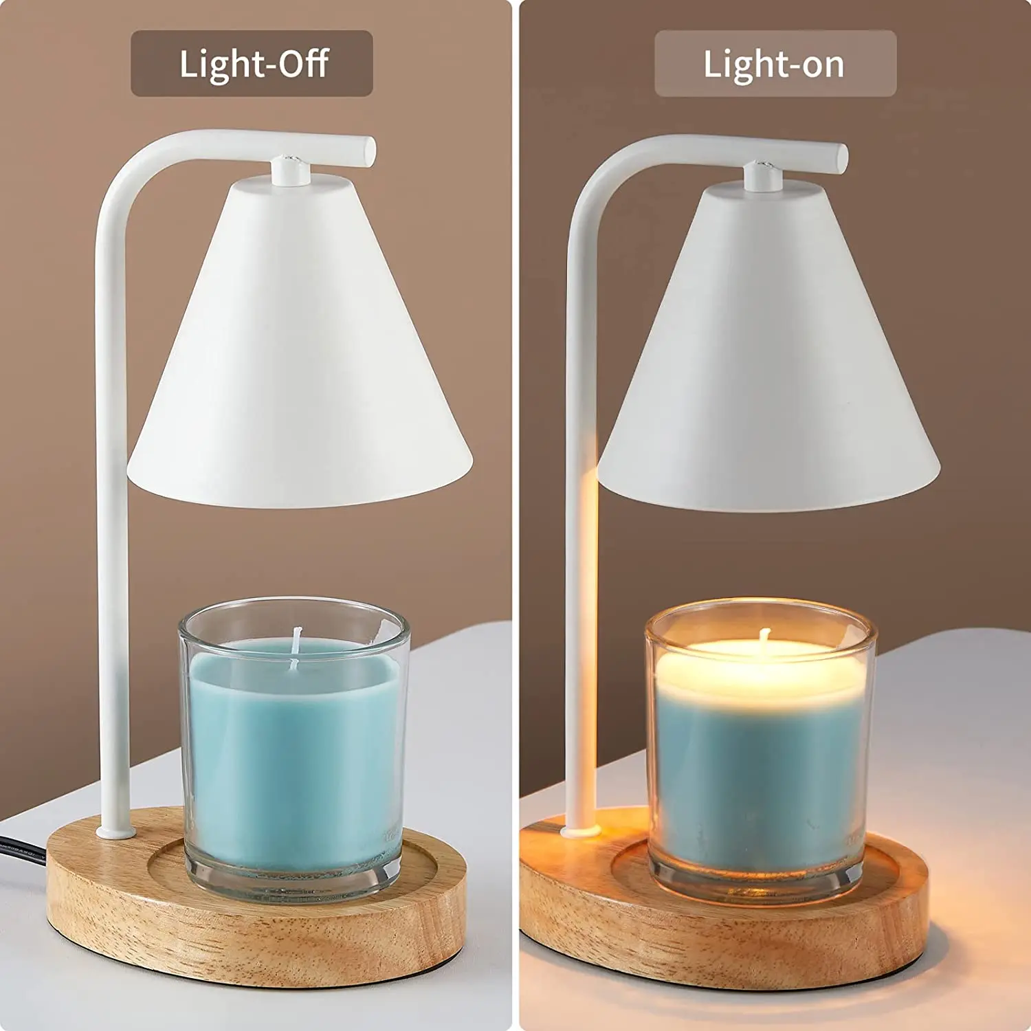 Dimmable Candle Warmer Lamp With Wood Base – No Flame Wax Melter For Scented Wax, Rose Gold Decor - View #2