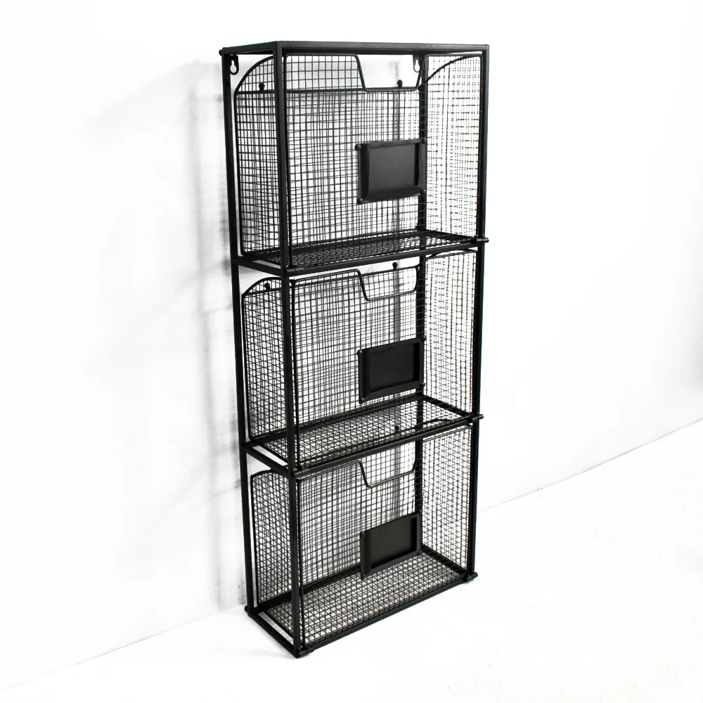3 Basket Storage Vintage Wire Metal Wall Shelving Storage Holders