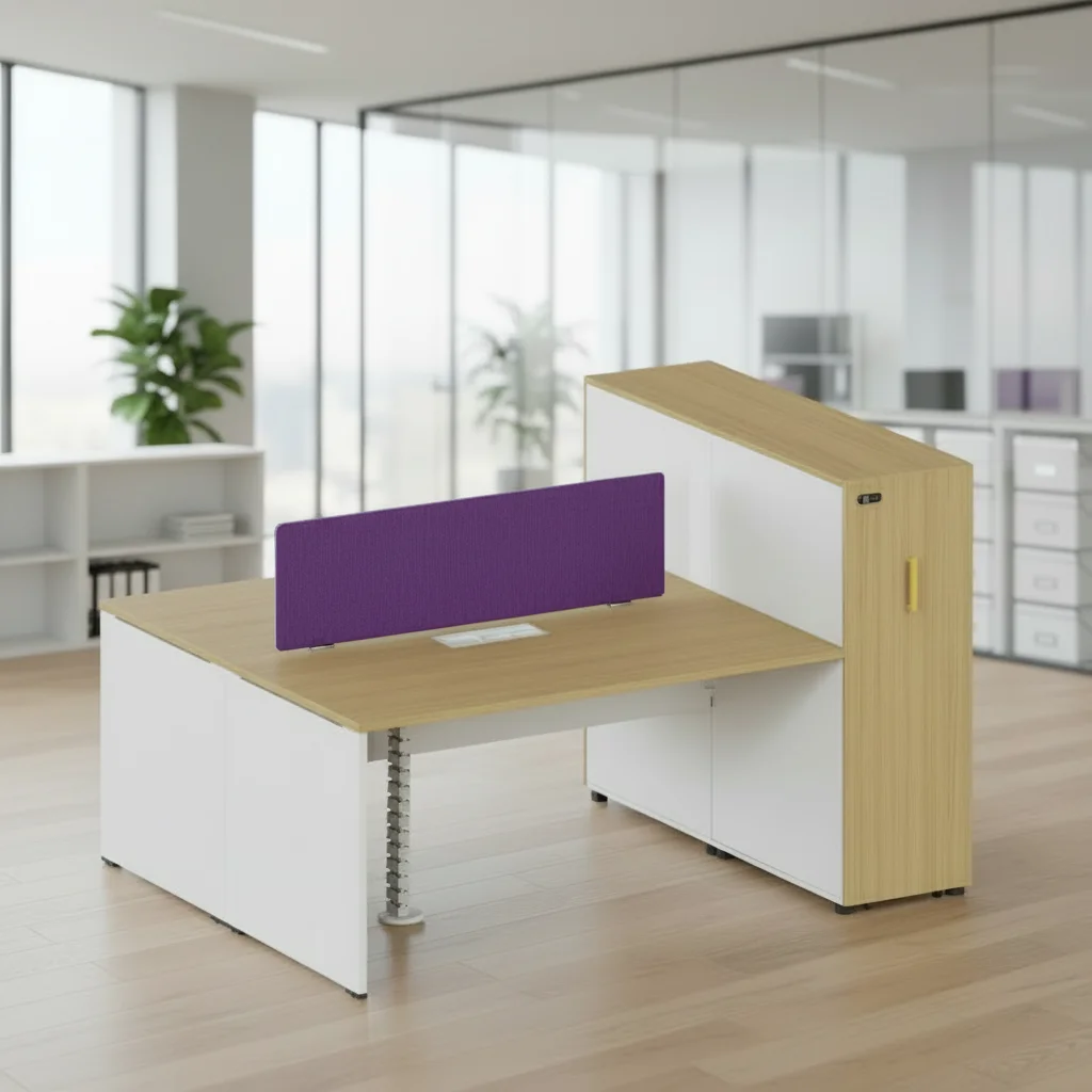 Double Row Integrated Storage Workstation Team Office Layout ABS Connection System Modern Furniture 2