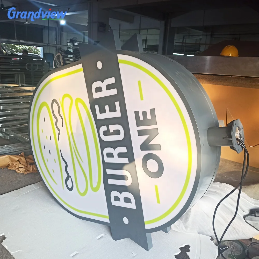 Circular Acrylic Vacuum Formed LED Signage Light Box Colorful Orange Effect for Outdoor Company Advertising