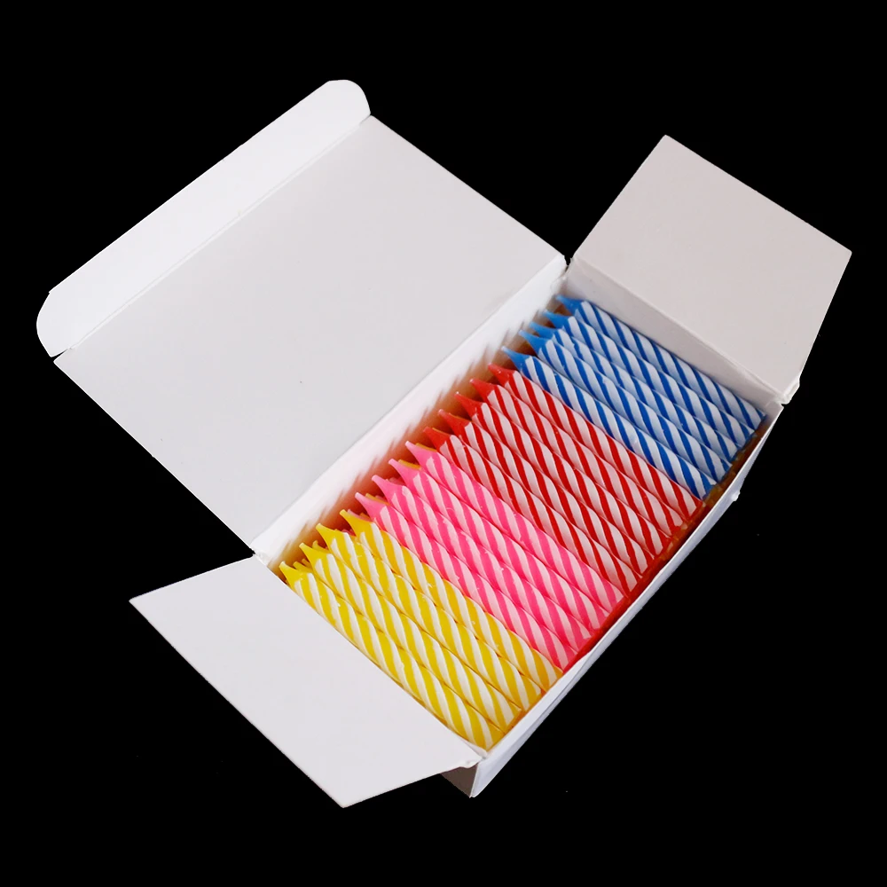Wholesale in Bulk Threaded Twisted Colorful Happy Birthday Cake Party Candle