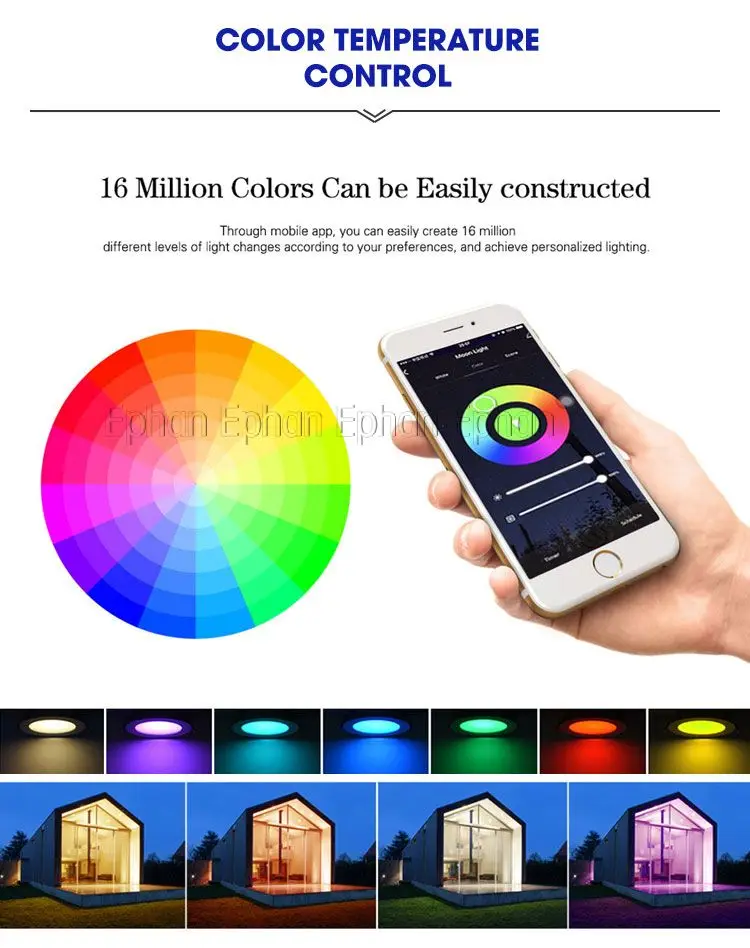 RGBCW Color Changeable Smart LED Ceiling Light Round WIFI Recessed ...
