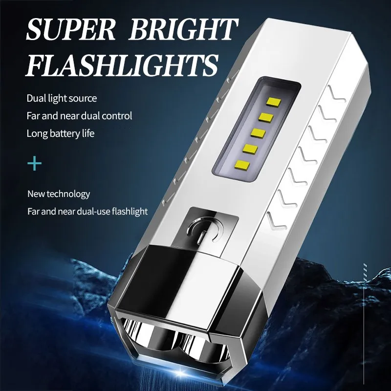 Waterproof Outdoor Mini USB Rechargeable LED COB Flashlight Light Camping Working Emergency Flashlight With Power Bank factory