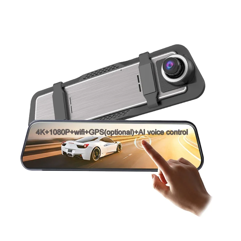 2023 Zimtop New AI Voice Control Metal Car Camera Recorder Mirror Dash Cam Front and Rear Dash Cam 4K Wifi GPS Night Vision
